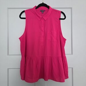 American Eagle Hot Pink Sleeveless Peplum Blouse XL